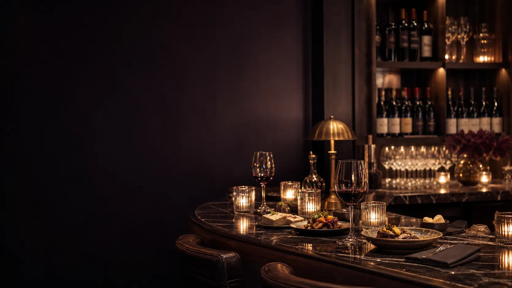 Candlelit wine bar in the Vesper & Vine concept