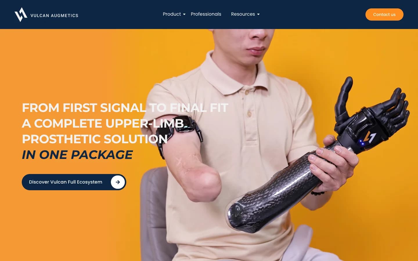 Public Vulcan Augmetics product website shown as project context